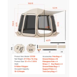 SucceBuy Screen House Tent Pop Up Screen Tent with Extended Awning Portable Screened with Carry Bag for Patio Backyard Outdoor