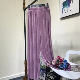 Summer Thin Chiffon Wide Leg Pants For Women Casual Candy Color Loose Long Pants Lady Solid Color Straight Pleated Trousers