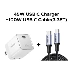 【Ultra Mini-US Plug】UGREEN 65W 45W GaN USB C Charger PD3.0 QC4.0 PPS For Macbook Pro Laptop iPhone 18 17 Samsung S26 iPad Tablet