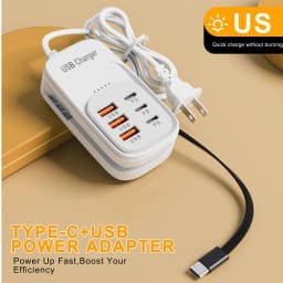 6 in 1 Multi Port USB Charging Station 3PD 3USB Desktop Power Strip Fast Charging Adapter EU UK US Plug Travel Charging Socket