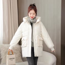 Thickened down Cotton Jacket Women's Mid-Length Padded Coat Korean Style Loose Fit Winter Clothes Small Size Friendly