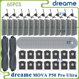 Fit For (Dreame X40 Ultra / L40 Ultra, MOVA P50 Pro Ultra /P10 Pro Ultra) Main Roller Tricut Brush Filter Mop Cloth Dust Bag