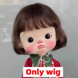 Blyth doll wig soft wavy curving air bangs Long hair Short hair High Ponytail for Big Size Head Doll DianDian Wig 9-10 inch