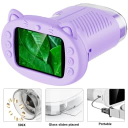 Kids Microscope 500x Science and Education Handheld Microscope 2.4-Inch Pocket USB Microscope Birthday Gifts For Boys And Girls
