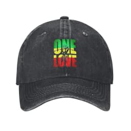 Get Up Stand Up Reggae Rasta Baseball Cap Vintage Distressed Denim Washed Bob Marley Snapback Hat Unisex Adjustable Fit Cap