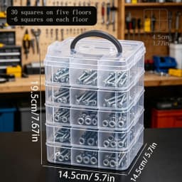 1pc Stackable Plastic Hardware Storage Box, Multi-Layer Screw Bolt Parts Sorting Box Portable Handheld Desktop Parts Storage Box