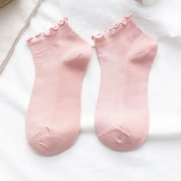 Cotton Women's Socks Frilly Ruffle Socks Spring Summer Casual Ankle Short Boat Socks Loose Knitting Solid Color Mid Tube Sock