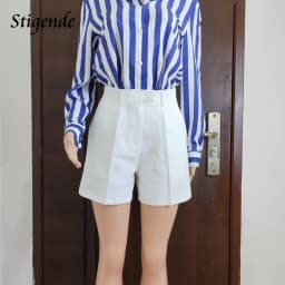 Stigende Women Summer Wide Leg Shorts Solid Color Loose Fit Pocket Shorts