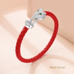 MOONLIGHT Classic Design Exquisite Cheetah Zircon Bracelet for Women Braided Leather Bracelet Quality Banquet Couples Gift