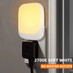 2pcs Plug-in Night Light with Light Sensor Technology, 4-Level Adjustable Brightness and Auto On/Off Function in the Dark
