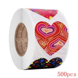 50-500pcs Red Heart Shape Labels Valentine's Day Paper Packaging Sticker Candy Dragee Bag Gift Box Packing Bag Wedding