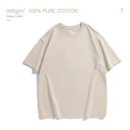 220gsm Heavy Plus Size Plain T-Shirt for Men Summer Quality Short Sleeve Tee Cotton Solid Color Trendy Casual White Black Top