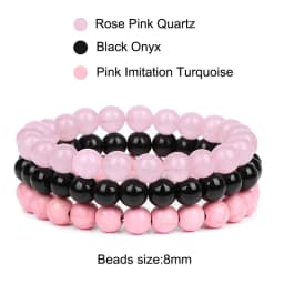 3Pcs/set 8mm Natural Stone Beads Bracelet Set Pink Zebra Rhodonite Moonstone Agates Hematite Bracelets For Women Men Jewelry
