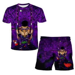 2026 Boys' One Piece 3D T-shirt Set, Super Cool Luffy Zoro Summer Top + Shorts, Children's Short-Sleeve Birthday Gift for Boys