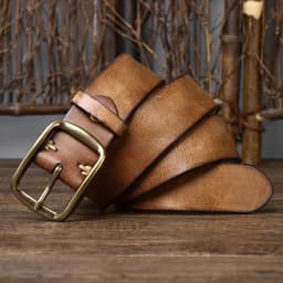 3.8CM Thick Cowhide Copper Buckle Top Grain Genuine Leather Casual Jeans Belt Men High Quality Retro Luxury Male Strap Cintos