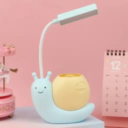 Multi-Functional LED Desk Lamp Student Learning with Pen Holder Night Light Snail Shape USB Rechargeable Bendable Cute Kids Lamp