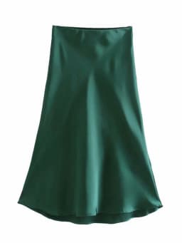 Hot Sale Solid Satin Elastic Waist Women A-Line Skirt Summer Female Slim Falda