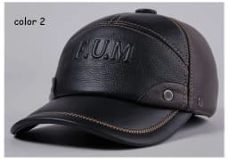 New Winter Genuine Leather Patchwork Baseball Caps For Men Warm Cowhide Golf Peaked Dome Hats Male Letters Adjustable