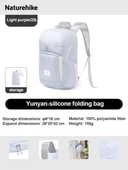 Naturehike Backpack 22L Ultralight Outdoor Waterproof Folding Backpack for Men Women Camping Hiking Shoulder Bag High Capacity