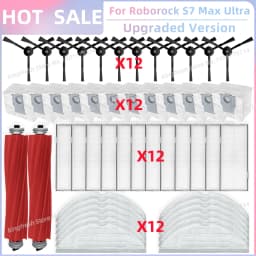Fit for Roborock S7 Max Ultra Q100TSC Parts Main Roller Side Brush Hepa Filter Mop Pad Cloth Dust Bag Replacement Accessories