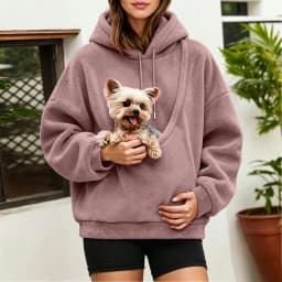 Unisex Fall And Winter Casual Fleece Solid Color Pet Pocket Hooded Sweatshirt Funny Pullover Women Sweatshirt