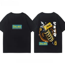 OHLINS Motorcycle Shock Absorber Modified T-Shirt Casual Trendy Brand Men Women Car Club Crew Neck Short-Sleeved Top