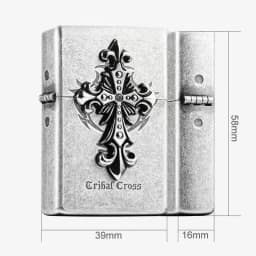 Zorro Kerosenes Windproof Lighter 3D Ancient Silver Cross Stamp Retro Grinding Wheel Design for Wholesale