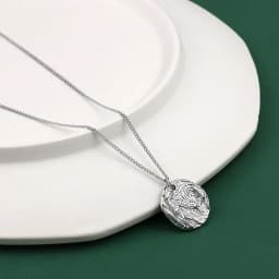 BFCLUB Silver Color Necklace Ladies Elegant Round Shape Necklace Fashion Sterling Silver Jewelry Round Necklace