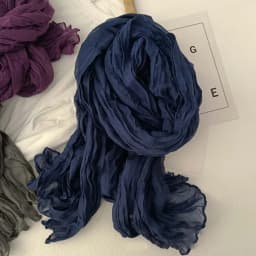 Solid Color Pleated Long Scarves Retro Autumn Winter Cotton Hemp Scarf Warm Neck Wrinkled Twisted Vintage Soft Wrap Shawl