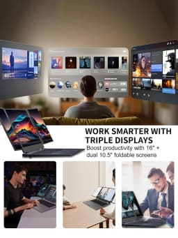 BYONE BAX16 Triple Screen Laptop 16”+Dual 10.5” Notebook Intel Core I5-12450H 64G RAM 4TB SSD Face & Fingerprint Unlock WIFI5