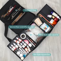 Large Capacity Makeup Train Case Foldable Multi-layer Adjustable Trays Manicurist Box Portable Cosmetic Storage Nail Organizer