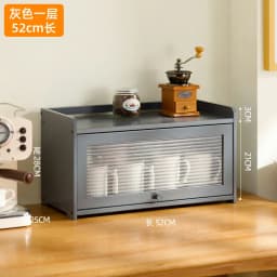 Natural Bamboo Storage Cabinets Dustproof Acrylic Doors Cup Holder Tea Set Display Kitchen Organizer Dining Room