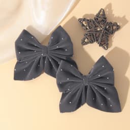 2PCS/Set Elegant Velvet Embellished With Diamonds Bow Hair Clip Girls Without Damaging Hair Safe Hair Accessory Kids Gift