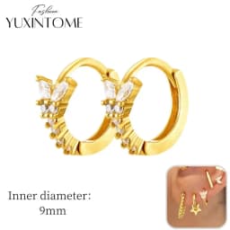 925 Sterling Silver Ear Needle Hoop Earrings Crystal Circle Small Huggie Earrings for Women Simple Females Girls Jewelry