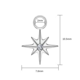 Right Grand ASTM F136 Titanium Starburst CZ North Star Charm Pendant for Ear Lobe Hoop Huggie Dangle Earrings