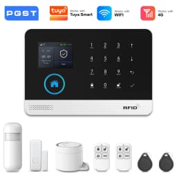 PGST 4G WiFi GSM Wireless Alarm System Home Security Protection Alarm System Set PIR Sensor Works with Tuya Smart Life Alexa