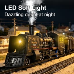 1:87 RC Steam Train 2.4G Simulation Remote Control Spray Track Train Electric Railway Set Railway Toy for Kids Christmas Gifts