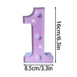 1PC 16cm Pink Glitter LED Letter&Number Lights Battery Powered Decorative Lights For Wedding,Proposal,Birthday,Party,Photo Props