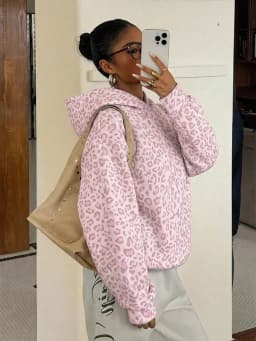 Women's Autumn Winter Leopard Print Long Sleeve Hooded Pullover Sweatshirt