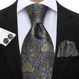 Luxury Paisley Brown Red Blue Grey Wedding Tie For Men Handky Cufflink Gift Men Necktie Fashion Designer Business Party Gift