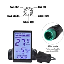 (Custom)UART2 Electric Bike Bicycle LCD Display Meter SM/Waterproof Connection Plug Ebike Intelligent Display