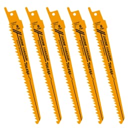 TOLESA 5PCS 6TPI 6 Inch Reciprocating Saw Blades Professional Sawzall Blades for Wood Cutting Ultimate Wood Pruning Saw Blades
