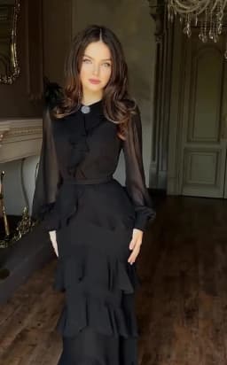Elegant Solid Layered Ruffle Long Dress Women O Neck Long Sleeve Belt Chiffon Maxi Dress Autumn Wedding Guest Evening Party Robe