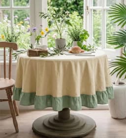 100% Cotton Round Table Cloth Washable Vintage Ruffle Tablecloth For Wedding Party Dining Banquet Decor Living Room Table Cloth