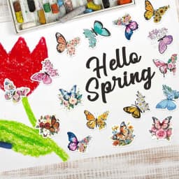 500Pcs /1 Rolls 3.8cm/1.5 inch Butterfly Flower Shaped Sticker Decoration Gift Box Sticker Label Stationery Sticker