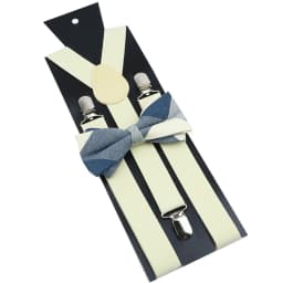 Cotton Brown Plaid Bowtie Suspender Set Elastic Braces Men Black Grey Butterfly Straps Wedding Dress Suit Skirt Accessories Gift