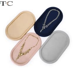 Necklace Ring Earring Bracelet Ornaments Display Tray Display Counter Jewelry Storage Tray Velvet Leather Look Pallet