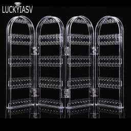 60 to 360 holes Plastic Earrings Studs Display Rack Folding Screen Earring Jewelry Display Stand Holder Storage For Stud