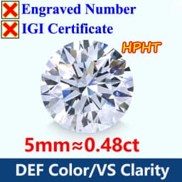 COSFIX 0.3-5ct Round Lab Grown Diamond HPHT IGI Certificate 3EX D/F Color VVS1 Clarity Diamond Gems