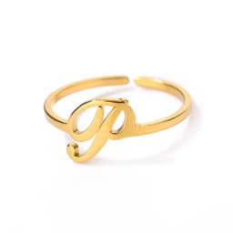 Initial Letter Rings For Women Gold Color Stainless Steel A-Z Letter Adjustable Ring Aesthetic Wedding Christmas Jewelry Gift